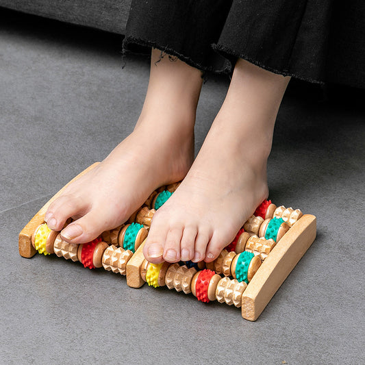 Wood Six Row Large Roller Foot Acupoint Hand Massage Foot Massager